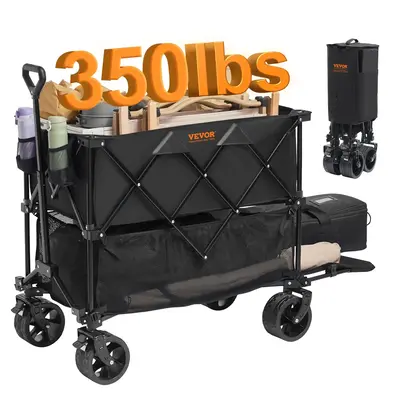 VEVOR Foldable Double Decker Wagon, 400L Collapsible Wagon Cart with All-Terrain Wheels, Heavy Duty Folding Wagon Cart 350 lb...