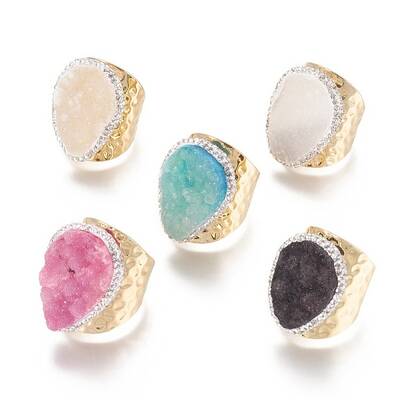Natural Druzy Agate Cuff Rings