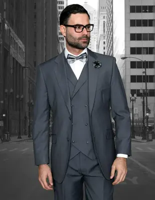 Statement Men's Wool Suit 3 Piece, 100% Solid Color