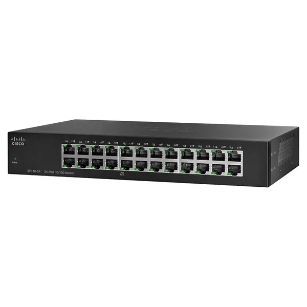Cisco SF110-24-NA | Small Business 110 Series SF110-24 24 x RJ-45 Ports 10/100Base-TX Layer 2 Unmanaged Rack-mountable Fast E...