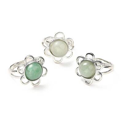 Natural Green Aventurine Adjustable Rings
