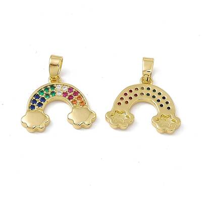 Brass Micro Pave Colorful Cubic Zirconia Pendants