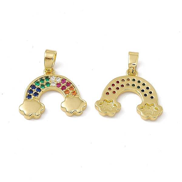 Brass Micro Pave Colorful Cubic Zirconia Pendants