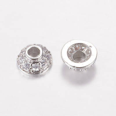 Brass Micro Pave Cubic Zirconia Bead Cap