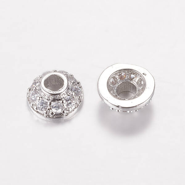 Brass Micro Pave Cubic Zirconia Bead Cap