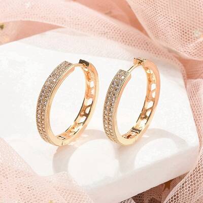 Rack Plating Brass Clear Cubic Zirconia Hoop Earrings