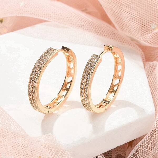 Rack Plating Brass Clear Cubic Zirconia Hoop Earrings