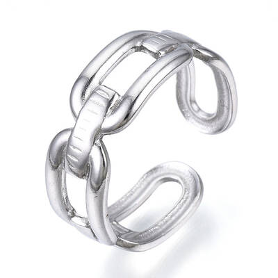 Non-Tarnish 304 Stainless Steel Oval Open Cuff Ring