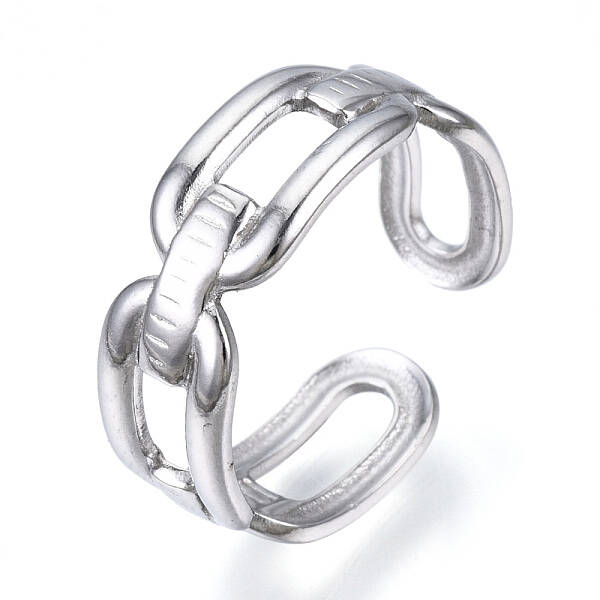 Non-Tarnish 304 Stainless Steel Oval Open Cuff Ring