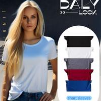 Multi-piece set Women's Solid Round Neck Tee, Casual Short Sleeve T-shirtfor Fall, Back-to-school Clothing, Ladies Clothes fo...