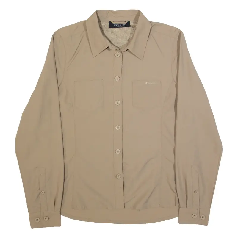 MOUNTAIN WAREHOUSE Womens Plain Shirt Beige Long Sleeve UK 14
