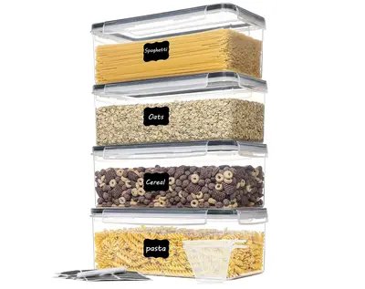 Vtopmart Airtight Food Storage Containers with Lids Set 3.2L, Plastic Spaghetti Container for Pasta organizer, BPA Free Air T...