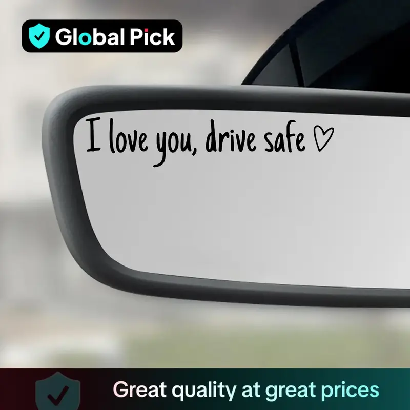 Car Rearview Mirror Sticker, 2 Counts I Love You Drive Safe Car Mirror Decal, Vinyl Decal for Car, Universal Car Interior Acc...