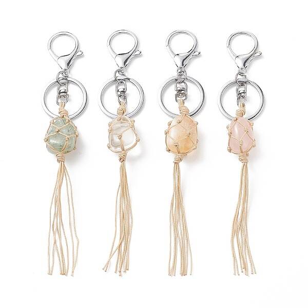 Natural Mixed Gemstone Tassel Keychain