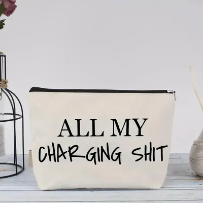 Funny Letter Pattern Zipper Storage Bag, 1 Count Portable Makeup Bag, Travel Organizer Bag, Perfect Gift for Son Daughter Wif...