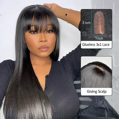 Pull Go 3x1 Lace Double Drawn Bob Wig True Scalp Bang Wig Bone Straight Silky Glueless High Density Human Hair