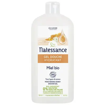 Natessance - Moisturizing Shower Gel - Organic Honey 500ml