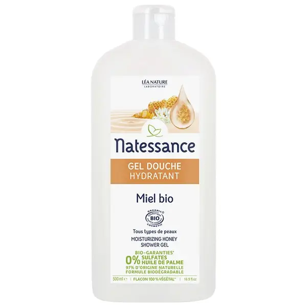 Natessance - Moisturizing Shower Gel - Organic Honey 500ml