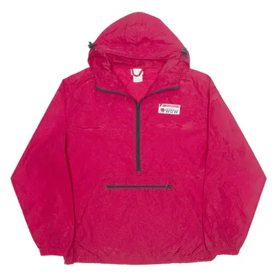 DISNEY Walt Disney World 1/2 Zip Up Pullover Anorak Jacket Red Nylon Mens L