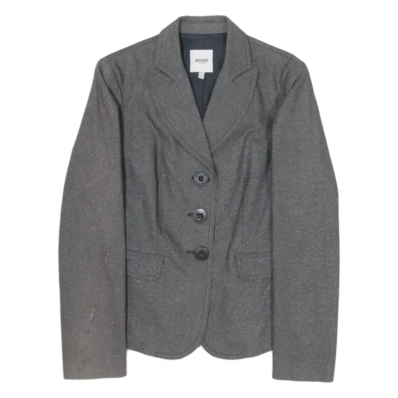 MOSCHINO Womens Blazer Jacket Grey UK 10