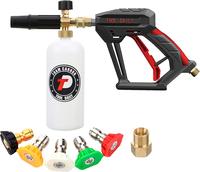 Tool Daily Short Handheld Water Spray Tool with Foam Cannon, 1/4 Inch Quick Connector, with 5 Pressure Washer Nozzle Tips, 1 ...