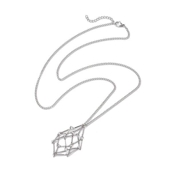 Non-Tarnish Stainless Steel Macrame Pouch Empty Stone Holder for Necklace Makings
