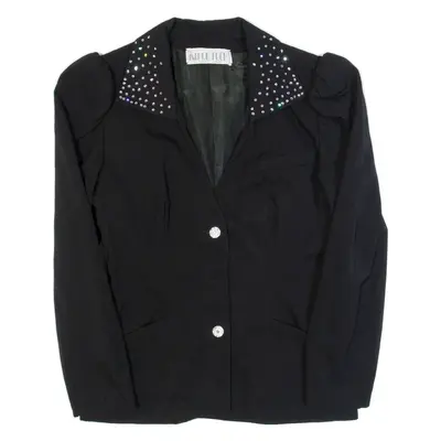 AVENUE FOCH Womens Blouse Black V-Neck Long Sleeve M