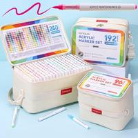 Acrylic Paint Marker Set, 1 Box Acrylic Paint Pen with Storage Base, Brush Tip Acrylic Paint Pen for Rock Painting, Ceramic, ...