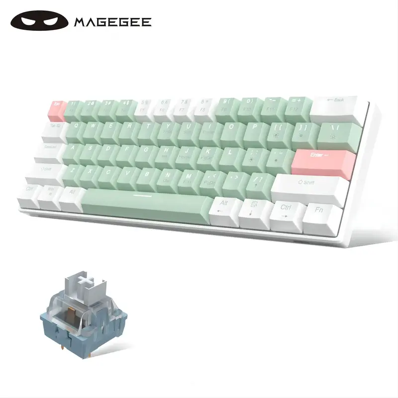 MageGee 60% Hot-Swap Mechanical Gaming Keyboard, 1 Count RGB LED Backlit 61 Keys Mini Wired Keyboard, Computer Keyboard for W...