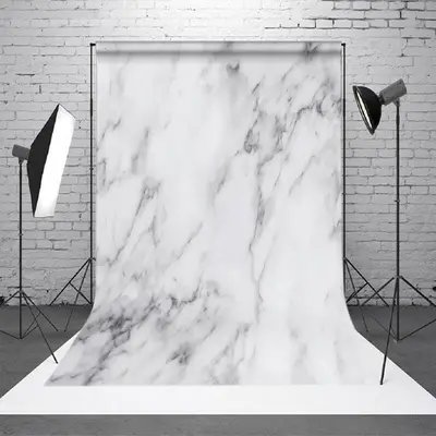 Aperturee White Grey Marbled Patterns Photo Booth Backdrop - Aperturee
