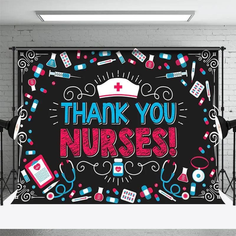Blackboard Medicine Cap National Nurses Day Backdrop - Aperturee