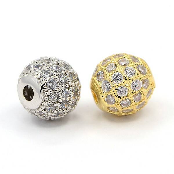 CZ Jewelry Brass Micro Pave Cubic Zirconia Round Beads