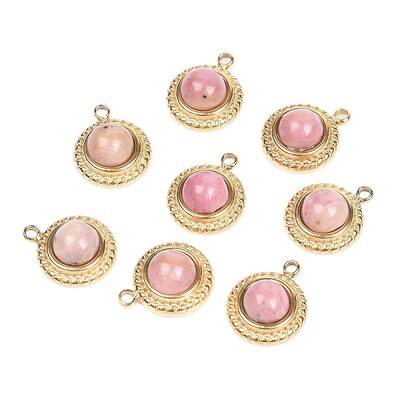 Natural Rhodonite Half Round Charms