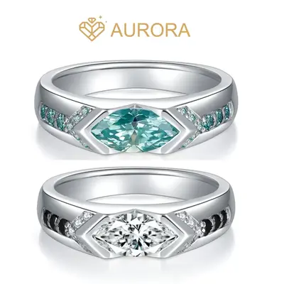 【#29 Eye of Horus】Full Moissanite main stone and side stone rings Moissanite ring with 925 sterling silver Synthetic Mois...