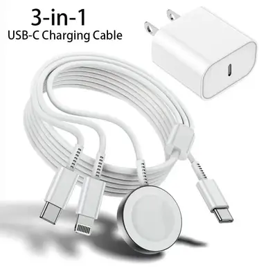 Nyzfexk 3-in-1 USB-C Charging Combo + Adapte,[MFI Certified] Magnetic Watch Fast Charging Cable, Compatible with Apple Watch ...
