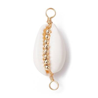 Natural Shell Copper Wire Wrapped Connector Charms