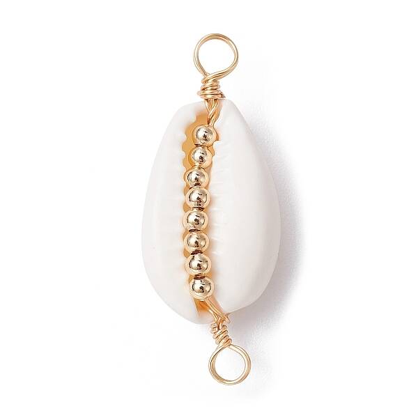 Natural Shell Copper Wire Wrapped Connector Charms