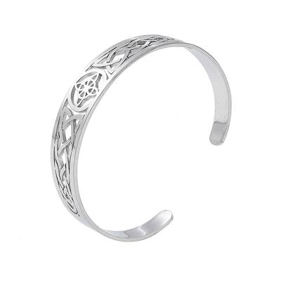 Non-Tarnish Hollow Out Knot 304 Stainless Steel Open Cuff Bangles for Women