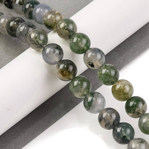 Natural Moss Agate Beads Strands