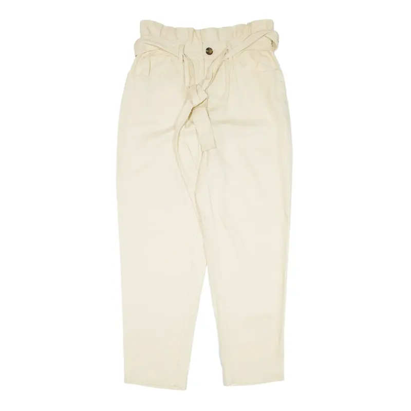 WHO WHAT WEAR Belted Y2K Trousers Cream Regular Mom Womens W28 L26