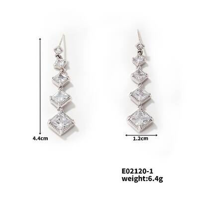 Geometric Cube Stud Earrings with Full Rhinestone Design
