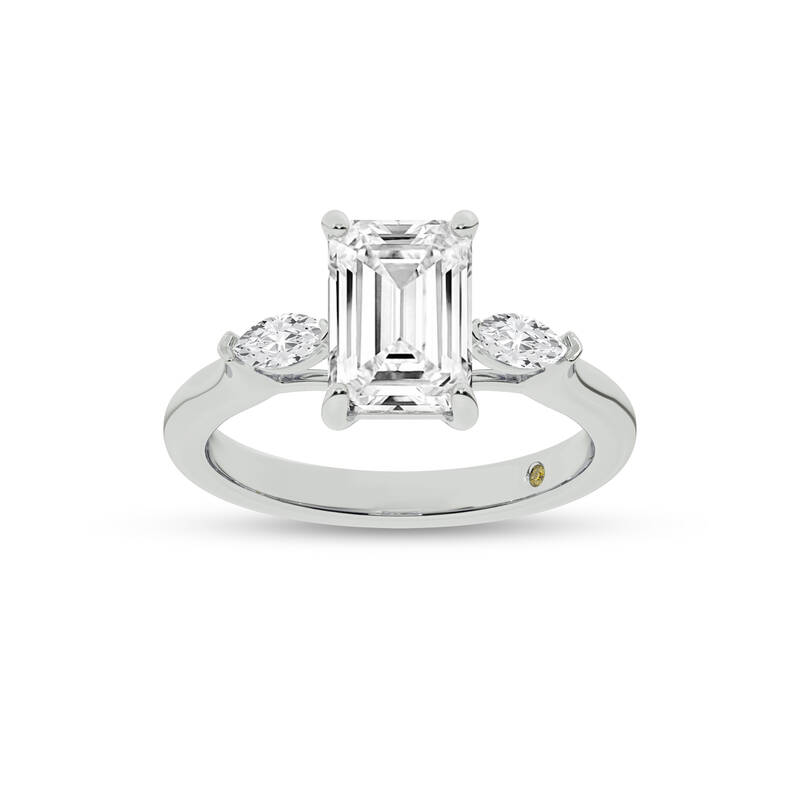 Maui Three Stone Emerald Cut Lab Grown Diamond Engagement Ring | 10K White Gold 2 7/8 CT. TW.