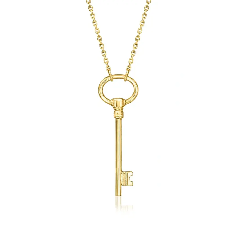 14K Gold Key Pendant Necklace