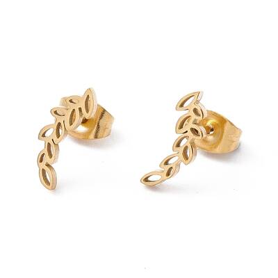 304 Stainless Steel Olive Leaf Stud Earrings for Women