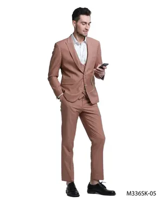 Jacket  Tazio Men's 3 Piece Skinny Fit Suit with Double Breasted Vest & Jacket