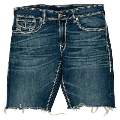 True Religion Denim Shorts - 36W 12L Dark Wash Cotton
