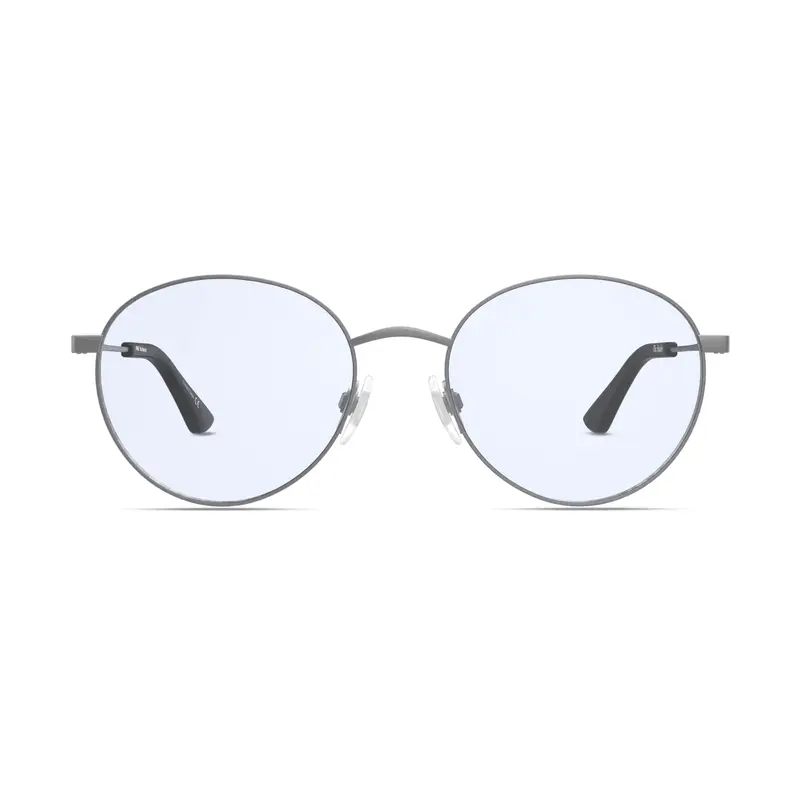 The Studio Blue Light Glasses in Matte Silver with Black Tips
