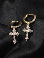 Rhinestone Decorated Cross Design Dangle Earrings, Fashion Jewelry for Party, Daily Clothing Decor, Trendy All-match & Exquis...
