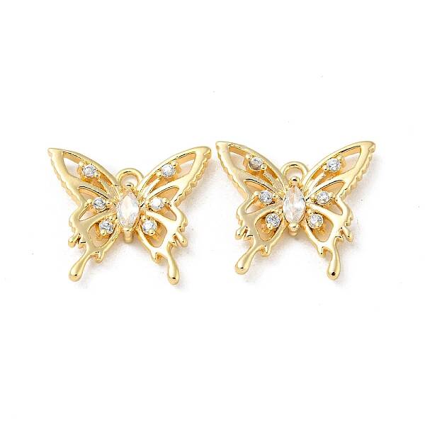 Hollow Brass Micro Pave Cubic Zirconia Pendants