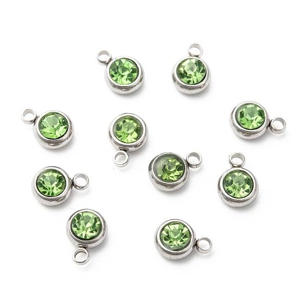 201 Stainless Steel Rhinestone Charms